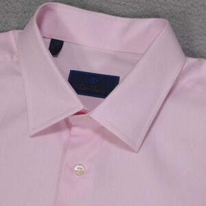 David Donahue Shirt Mens 18 34/35 Pink Button Up Long Sleeve